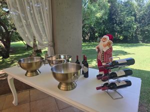 Father Christmas Loves Red Wine at Lady Chatterleys Garden Court